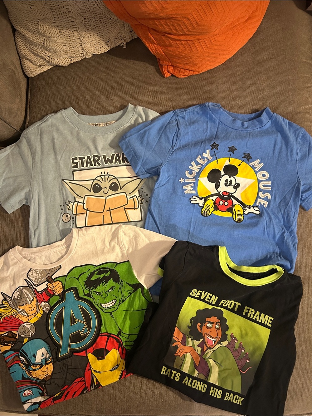 Boys Marvel and Disney Short Sleeve Shirt Lot